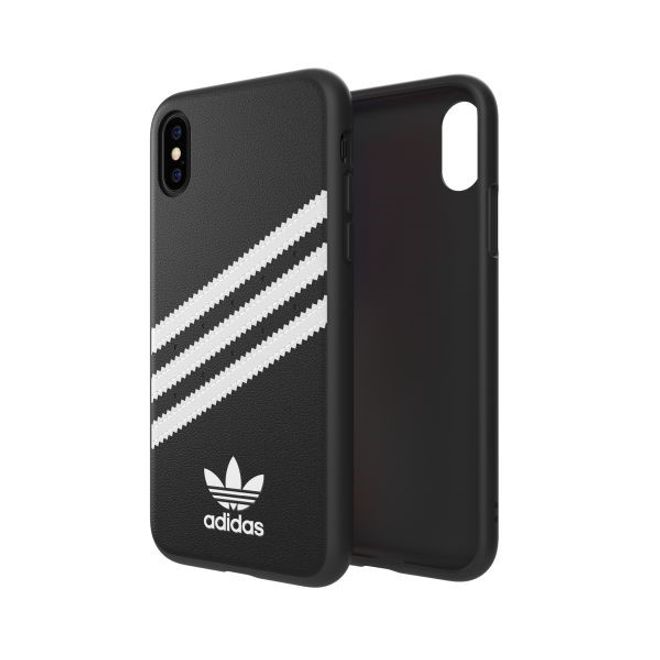 Adidas - iPhone X / XS Hülle - PU Backcover mit Logo und Streifen - schwarz/weiss