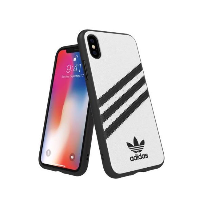Adidas - iPhone XS / X Hülle - PU Backcover mit Logo und Streifen - schwarz/weiss