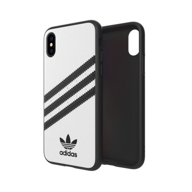 Adidas - iPhone XS / X Hülle - PU Backcover mit Logo und Streifen - schwarz/weiss