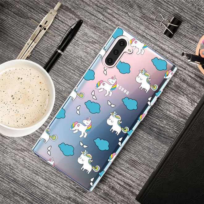 Samsung Galaxy Note 10 Handyhülle - Softcase Image Plastik Series - Einhorn und Wolken