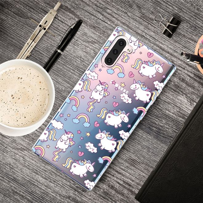 Samsung Galaxy Note 10 Handyhülle - Softcase Image Plastik Series - Einhorn und Regenbogen