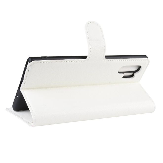 Samsung Galaxy Note 10+ / Note 10+ 5G Handy Hülle - Litchi Leder Bookcover Series - weiss