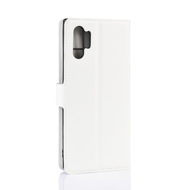 Samsung Galaxy Note 10+ / Note 10+ 5G Handy Hülle - Litchi Leder Bookcover Series - weiss