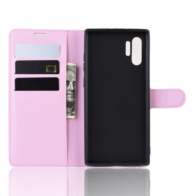 Samsung Galaxy Note 10+ / Note 10+ 5G Handy Hülle - Litchi Leder Bookcover Series - pink
