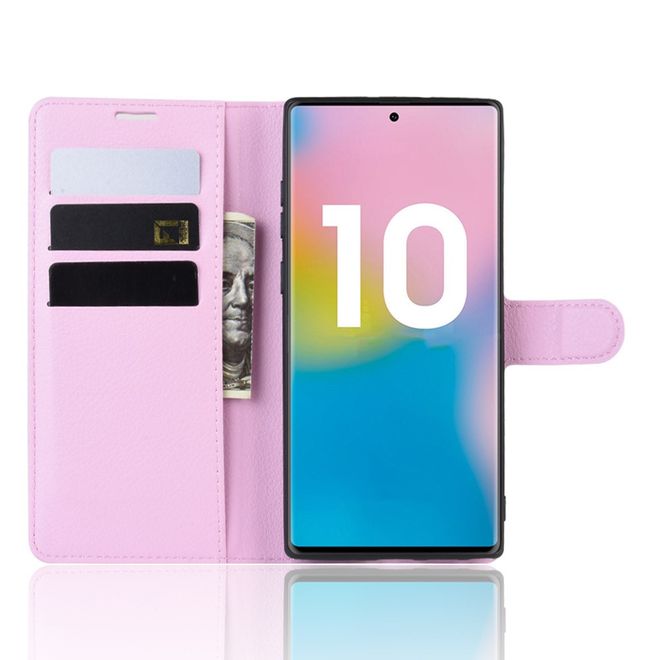 Samsung Galaxy Note 10+ / Note 10+ 5G Handy Hülle - Litchi Leder Bookcover Series - pink