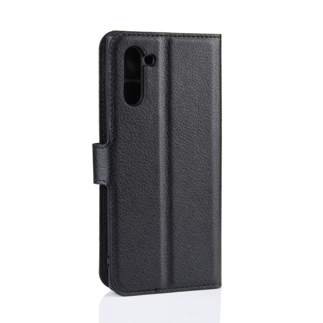 Samsung Galaxy Note 10 Handy Hülle - Litchi Leder Bookcover Series - schwarz