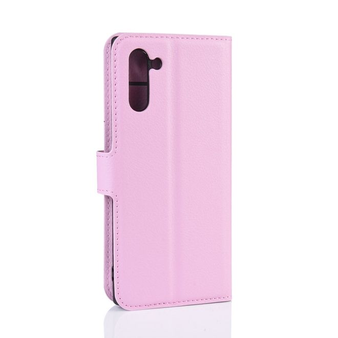 Samsung Galaxy Note 10 Handy Hülle - Litchi Leder Bookcover Series - pink