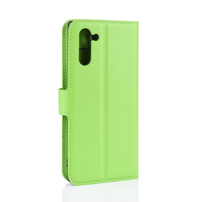 Samsung Galaxy Note 10 Handy Hülle - Litchi Leder Bookcover Series - grün