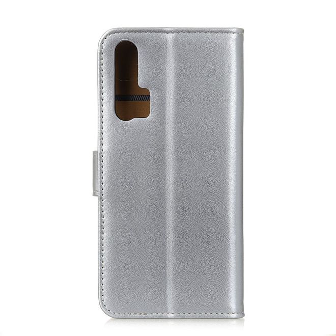 Huawei Honor 20 Pro Handy Hülle - Classic II Leder Bookcover Series - silber