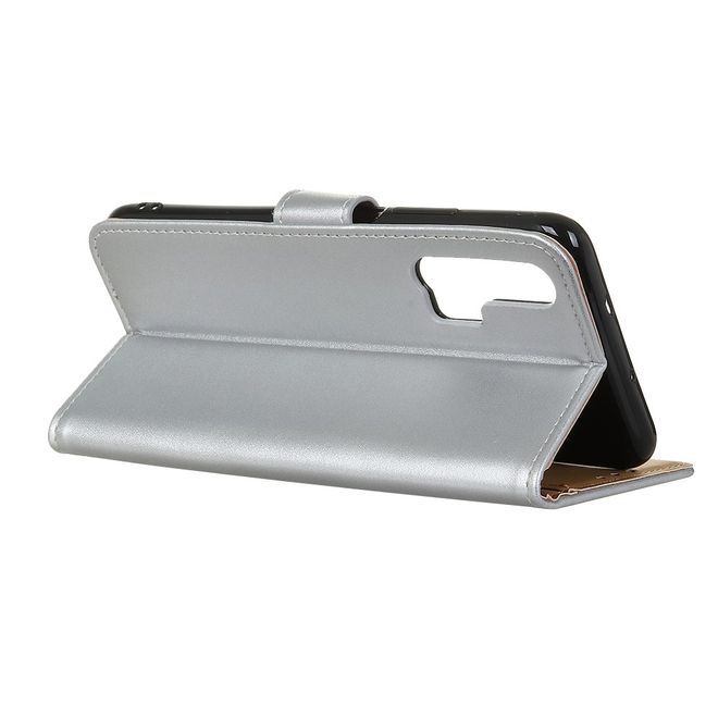 Huawei Honor 20 Pro Handy Hülle - Classic II Leder Bookcover Series - silber