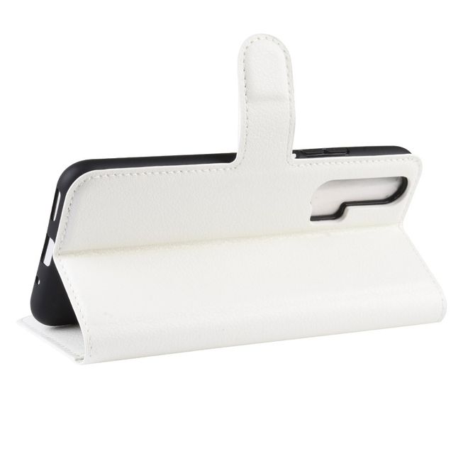Huawei Honor 20 Pro Handy Hülle - Litchi Leder Bookcover Series - weiss