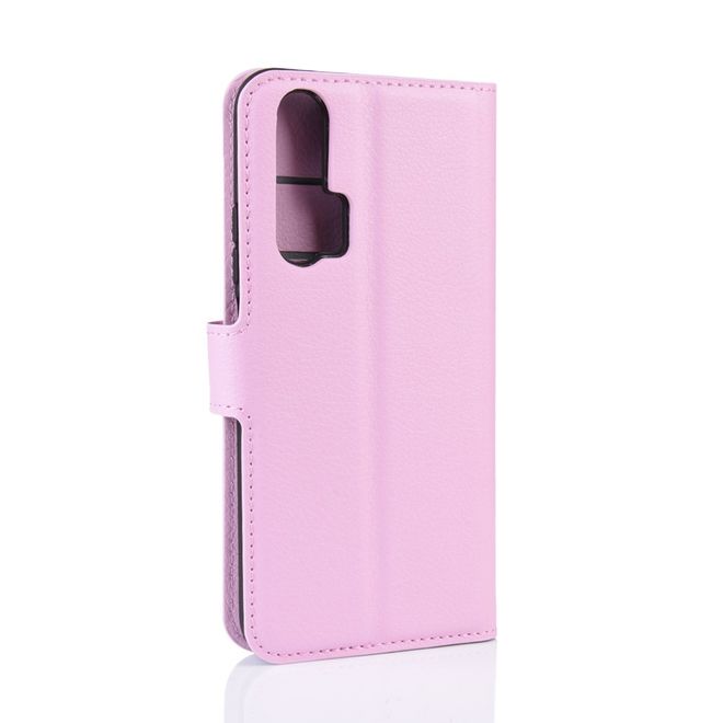 Huawei Honor 20 Pro Handy Hülle - Litchi Leder Bookcover Series - pink