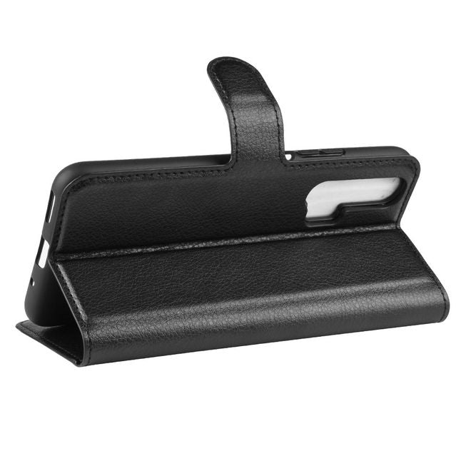 Huawei Honor 20 Pro Handy Hülle - Litchi Leder Bookcover Series - schwarz