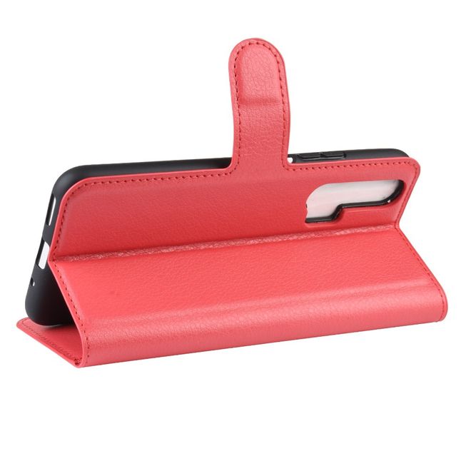 Huawei Honor 20 Pro Handy Hülle - Litchi Leder Bookcover Series - rot