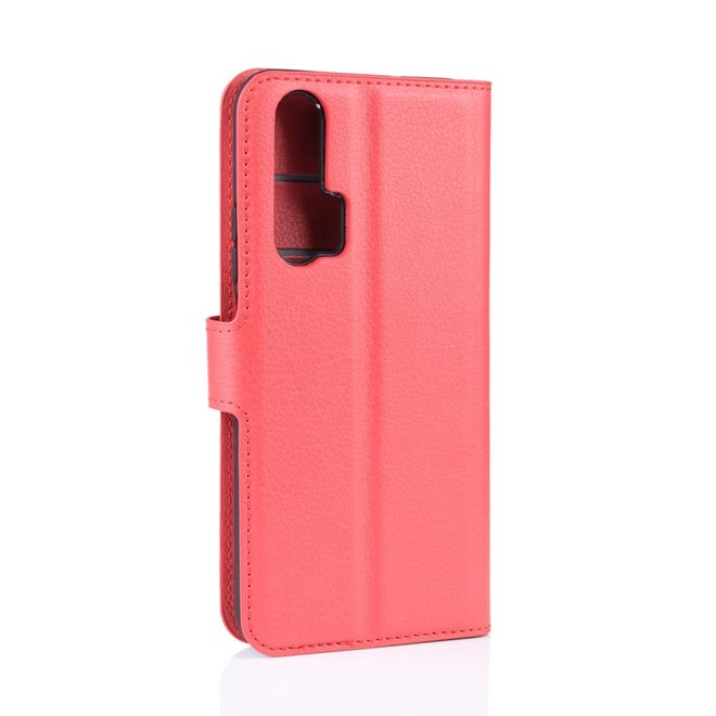 Huawei Honor 20 Pro Handy Hülle - Litchi Leder Bookcover Series - rot
