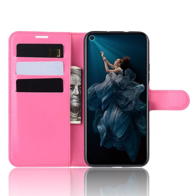 Huawei Honor 20 Pro Handy Hülle - Litchi Leder Bookcover Series - rosa