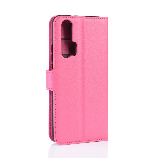 Huawei Honor 20 Pro Handy Hülle - Litchi Leder Bookcover Series - rosa