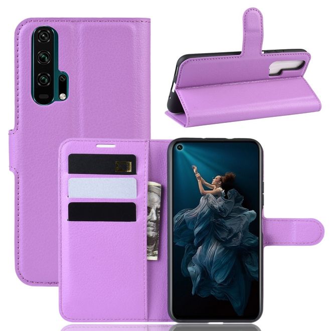 Huawei Honor 20 Pro Handy Hülle - Litchi Leder Bookcover Series - purpur