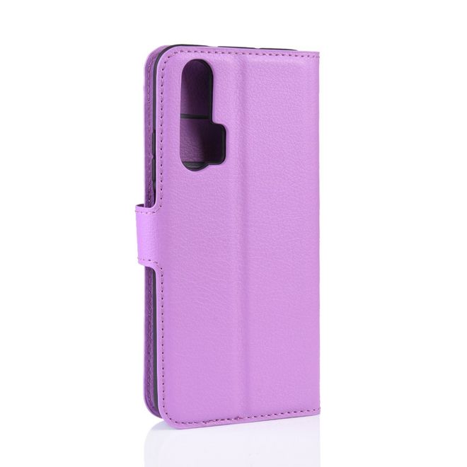 Huawei Honor 20 Pro Handy Hülle - Litchi Leder Bookcover Series - purpur