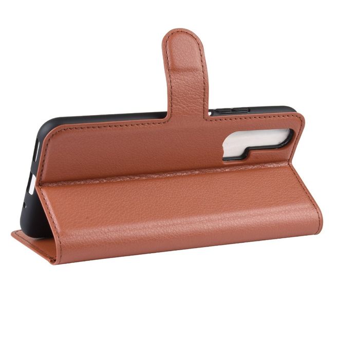 Huawei Honor 20 Pro Handy Hülle - Litchi Leder Bookcover Series - braun