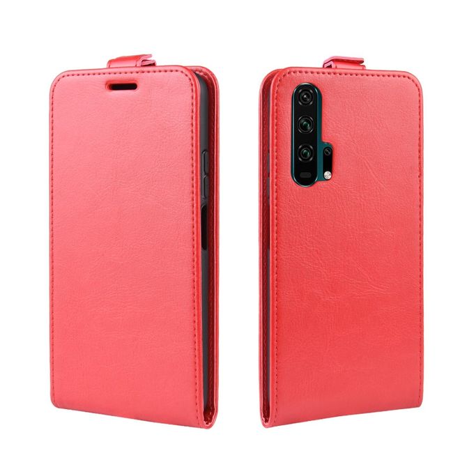 Huawei Honor 20 Pro Handyhülle - Crazy Horse Leder Flipcase - vertikal - rot