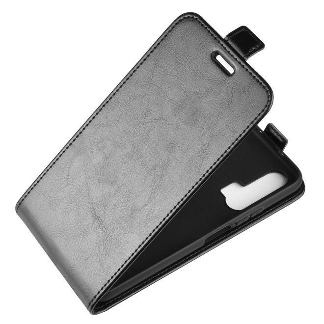Huawei Honor 20 Pro Handyhülle - Crazy Horse Leder Flipcase - vertikal - schwarz