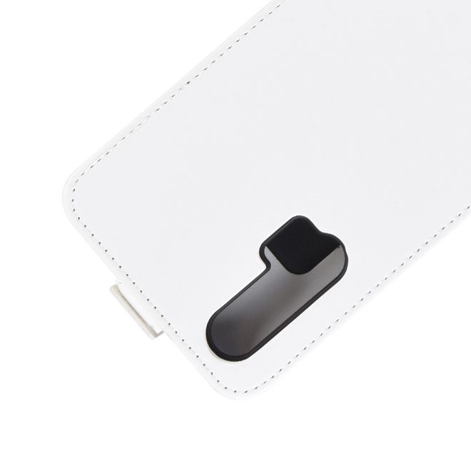 Huawei Honor 20 Pro Handyhülle - Crazy Horse Leder Flipcase - vertikal - weiss