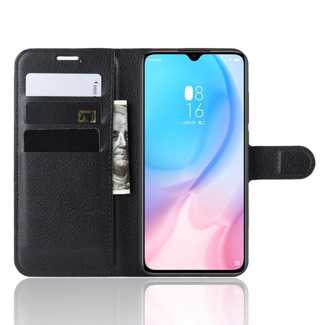 Xiaomi Mi 9 Lite Handy Hülle - Litchi Leder Bookcover Series - schwarz