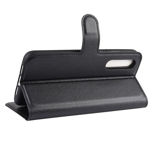 Xiaomi Mi 9 Lite Handy Hülle - Litchi Leder Bookcover Series - schwarz