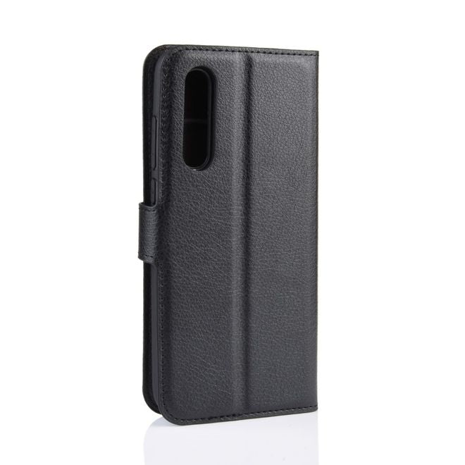Xiaomi Mi 9 Lite Handy Hülle - Litchi Leder Bookcover Series - schwarz
