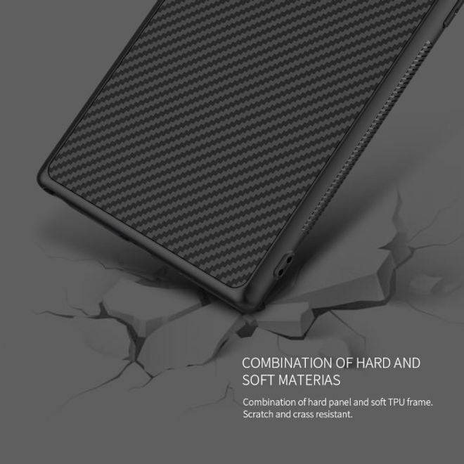 Nillkin - Samsung Galaxy Note 10 Handy Case - Hülle aus Plastik/Carbon - Synthetic Fiber Series - schwarz