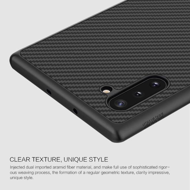Nillkin - Samsung Galaxy Note 10 Handy Case - Hülle aus Plastik/Carbon - Synthetic Fiber Series - schwarz