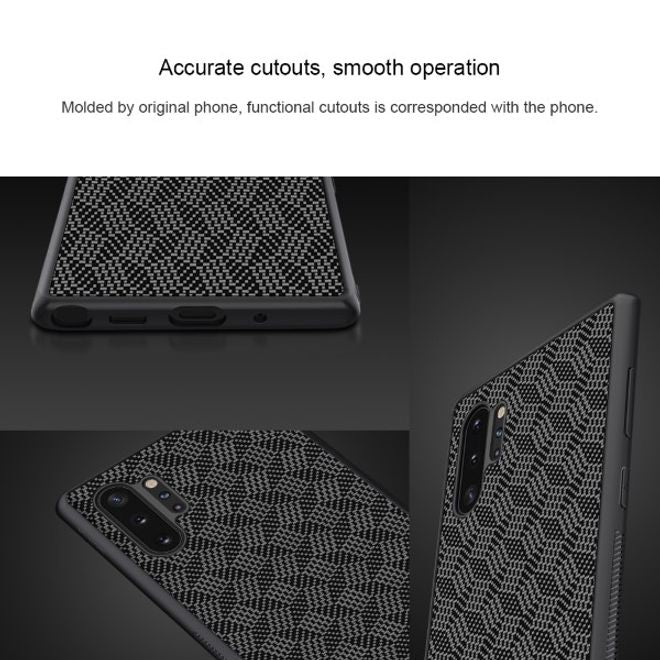 Nillkin - Samsung Galaxy Note 10+/Note 10+ 5G Handy Case - Hülle aus Plastik/Carbon - Synthetic Fiber Series - Plaid schwarz