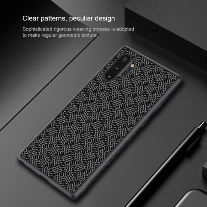 Nillkin - Samsung Galaxy Note 10+/Note 10+ 5G Handy Case - Hülle aus Plastik/Carbon - Synthetic Fiber Series - Plaid schwarz