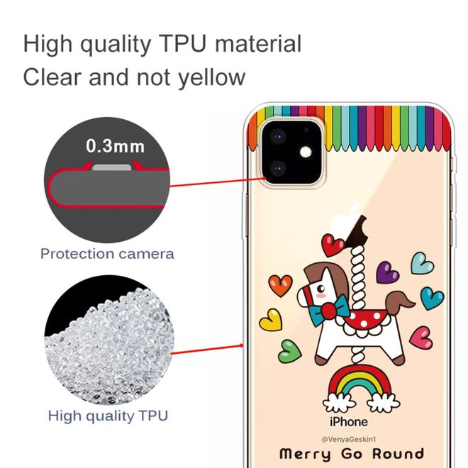 Coque pour iPhone 11 - Série Image Plastic - Motif Cheval et Cœurs