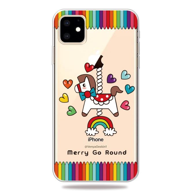 Coque pour iPhone 11 - Série Image Plastic - Motif Cheval et Cœurs