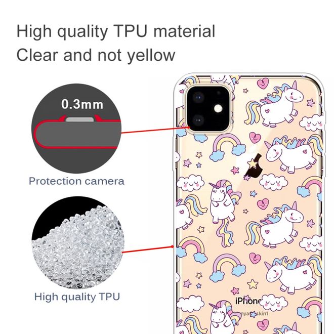 Coque pour iPhone 11 - Série Image Plastic - Licorne et Arc-en-ciel