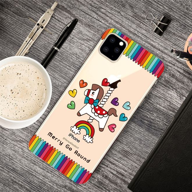 iPhone 11 Pro Phone Case - Softcase Image Plastic Series - Horse and Hearts