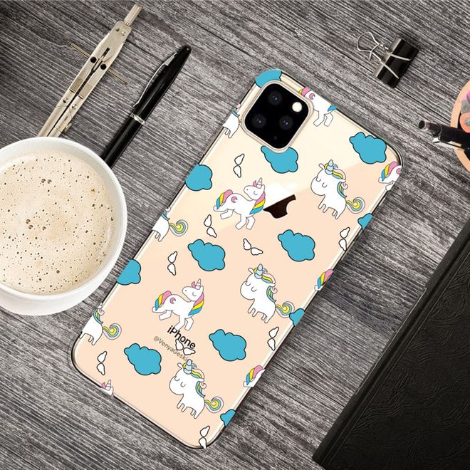 Coque pour iPhone 11 Pro Max - Série Softcase Image Plastic - Licornes et nuages