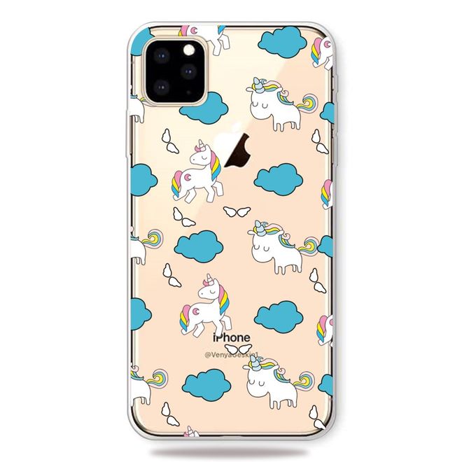 Coque pour iPhone 11 Pro Max - Série Softcase Image Plastic - Licornes et nuages