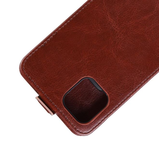 Étui pour iPhone 11 Pro Max - Étui à rabat en cuir Crazy Horse - Format vertical - Marron