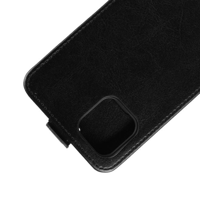 Étui pour iPhone 11 Pro Max - Étui à rabat en cuir Crazy Horse - Format vertical - Noir