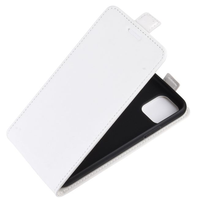 Étui pour iPhone 11 Pro Max - Étui à rabat en cuir Crazy Horse - Format vertical - Blanc
