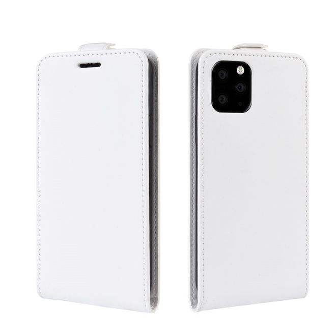 Étui pour iPhone 11 Pro Max - Étui à rabat en cuir Crazy Horse - Format vertical - Blanc