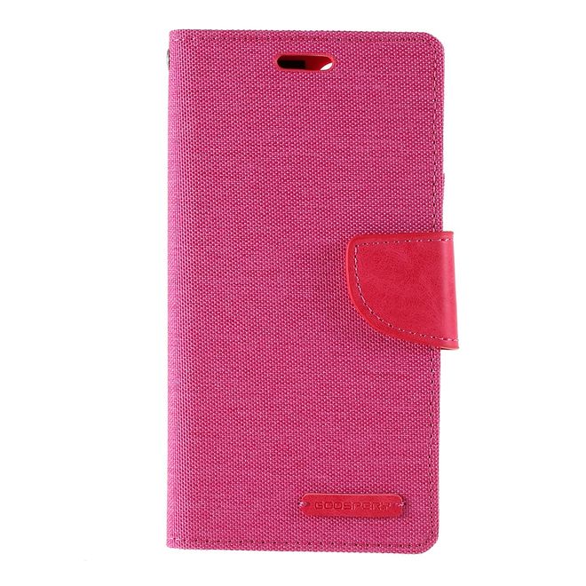 Goospery - iPhone 11 Pro Max Hülle - Leder/Stoff Case - Canvas Diary Series - pink