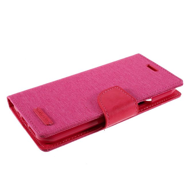 Goospery - iPhone 11 Pro Max Hülle - Leder/Stoff Case - Canvas Diary Series - pink