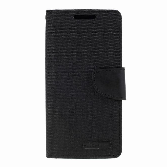 Goospery - Samsung Galaxy Note 10 Hülle - Leder/Stoff Case - Canvas Diary Series - schwarz