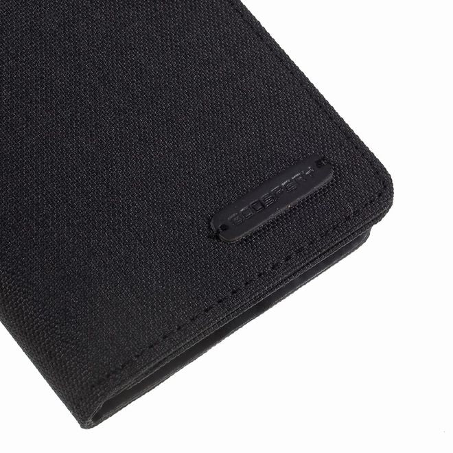 Goospery - Samsung Galaxy Note 10 Hülle - Leder/Stoff Case - Canvas Diary Series - schwarz