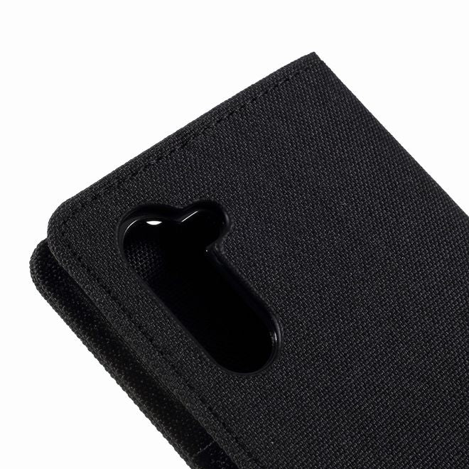 Goospery - Samsung Galaxy Note 10 Hülle - Leder/Stoff Case - Canvas Diary Series - schwarz