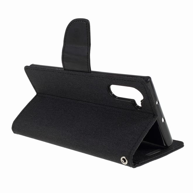 Goospery - Samsung Galaxy Note 10 Hülle - Leder/Stoff Case - Canvas Diary Series - schwarz